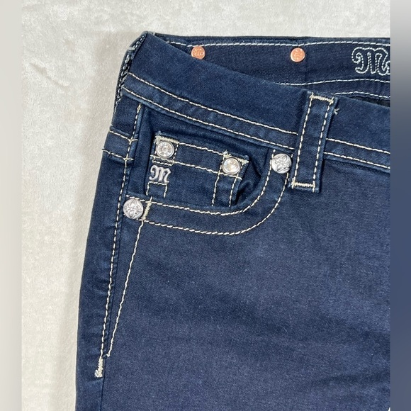 NWT Miss Me Pop Wing Size 27 Signature Skinny Studded Jeweled Dark Wash Jeans - Picture 4 of 16